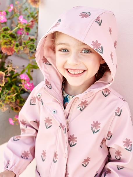 Mädchen Regenjacke, Blumen gelb bedruckt+rosa bedruckt+rosa bedruckt kirschen+salbeigrün 9