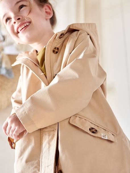 Mädchen Trenchcoat beige+khaki 3