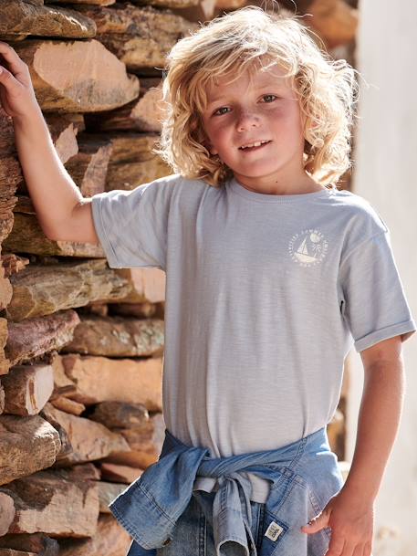 Jungen T-Shirt, Boot-Print hinten hellblau 7