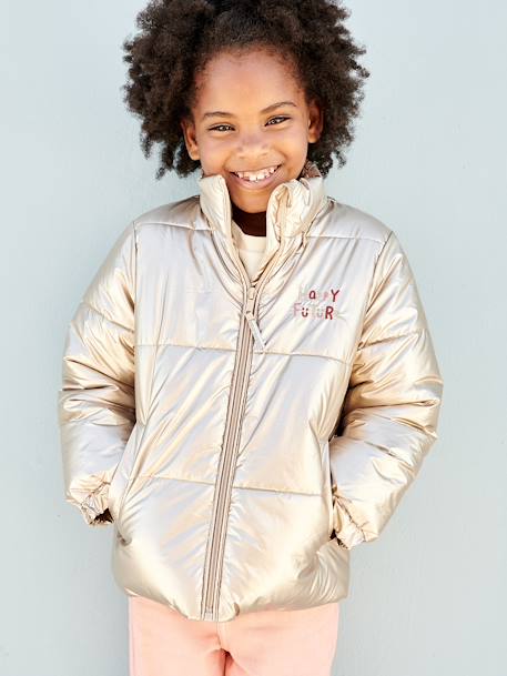 Mädchen Light-Steppjacke in Metallic-Optik mit Recyclingmaterial - gold - 7