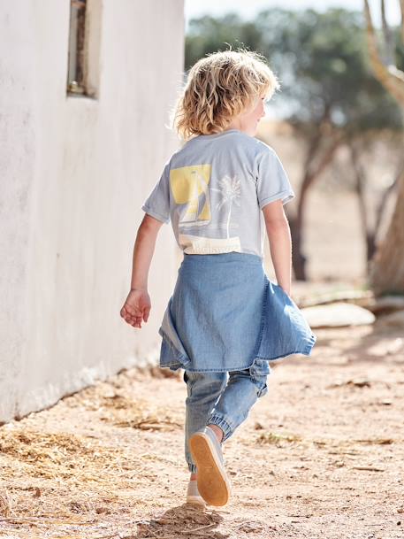 Jungen T-Shirt, Boot-Print hinten hellblau 2