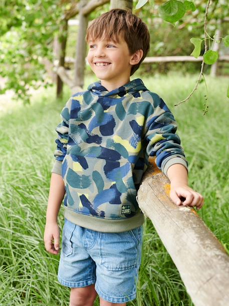 Jungen Kapuzensweatshirt - grün bedruckt - 1