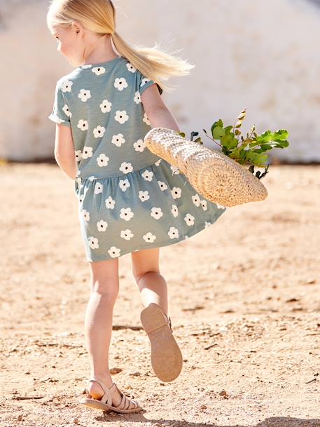 Mädchen Shirtkleid BASIC Oeko-Tex - blau gestreift+dunkelgrün bedruckt tropical+hellrosa+pfirsich+rosa+smaragdgrün+weiß bedruckt+wollweiß - 33