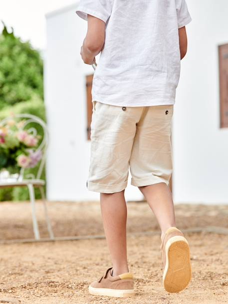 Festliche Jungen Shorts, Bundweite verstellbar blau+hellbeige+marine+salbeigrün 14