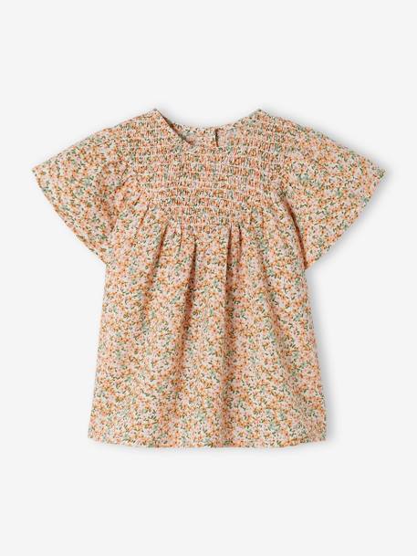 Kurzärmelige Baby Bluse, gesmokt - weiß - 1