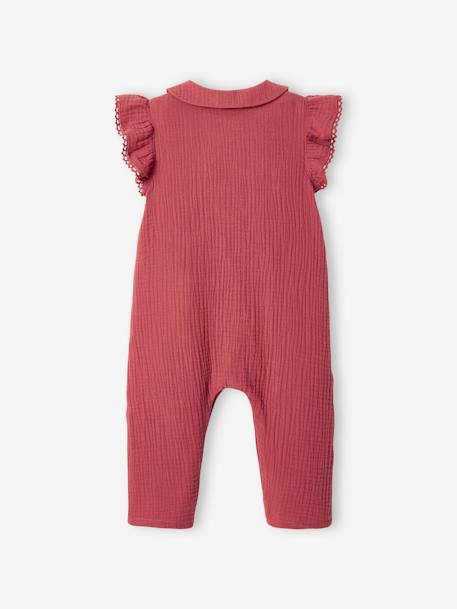 Mädchen Baby Overall, Schmetterlingsärmel mit Stickerei salbeigrün+ziegel 10