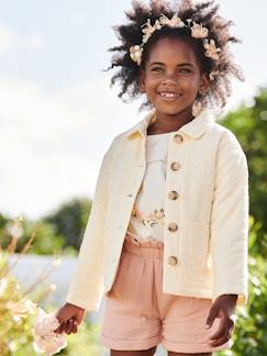 Maedchenkleidung-Mädchen Jacke mit Lochstickerei, Futter aus Recyclingmaterial