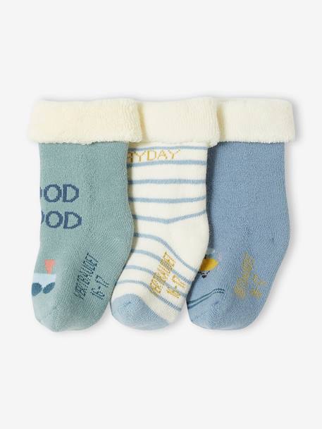 3er-Pack Jungen Baby Socken, Flugzeug/Eisenbahn Oeko-Tex - hellblau - 1