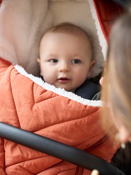 Gesteppter Kinderwagen-Ausfahrsack - kupfer+nachtblau+salbeigrün - 2