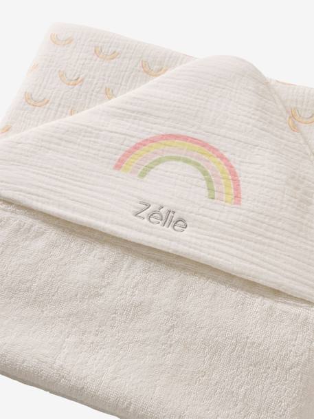 Baby Kapuzenbadetuch REGENBOGEN mit Geschenkverpackung, Oeko-Tex, personalisierbar weiß bedruckt 5