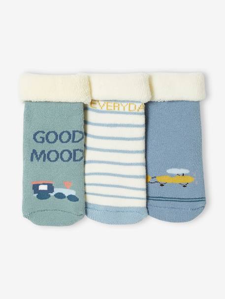 3er-Pack Jungen Baby Socken, Flugzeug/Eisenbahn Oeko-Tex - hellblau - 2