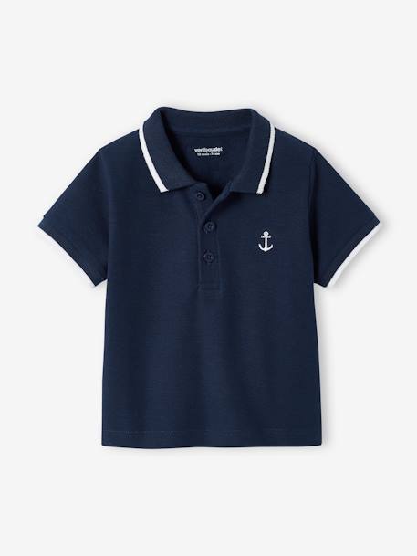 Jungen Baby Poloshirt mit Stickerei, personalisierbar Oeko-Tex - marine - 2