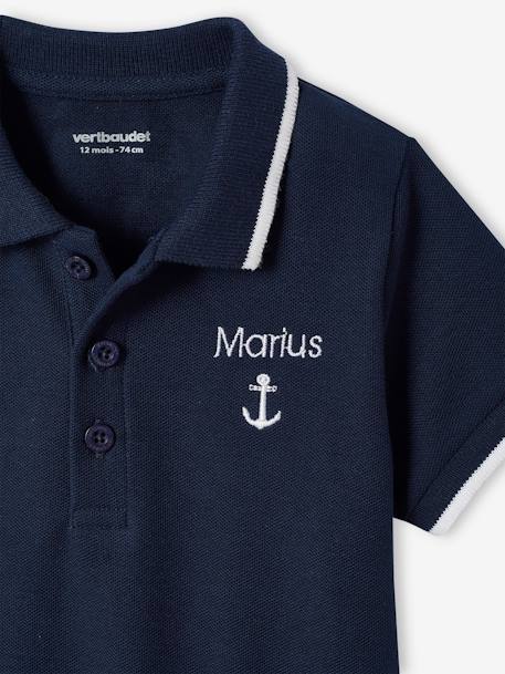 Jungen Baby Poloshirt mit Stickerei, personalisierbar Oeko-Tex - marine - 3