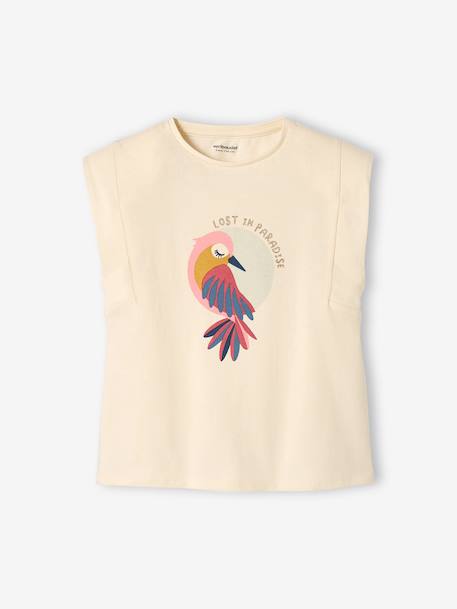 Mädchen T-Shirt, Paradiesvogel Oeko-Tex bonbon rosa+wollweiß 7