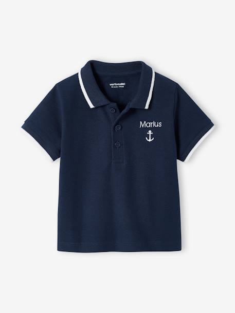 Jungen Baby Poloshirt mit Stickerei, personalisierbar Oeko-Tex marine 5