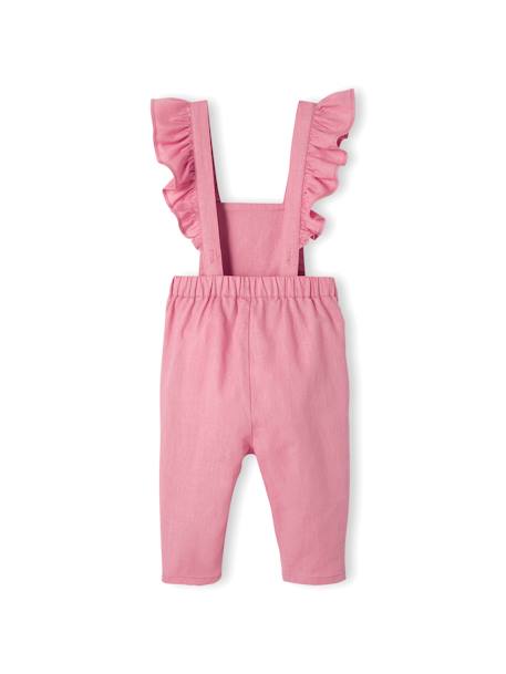 Baby Latzhose mit Volants, Leinen-Mix - rosa - 3