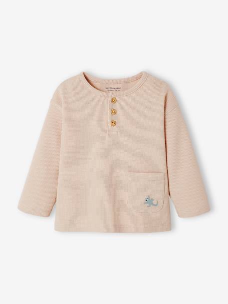 Baby Shirt mit Henley-Ausschnitt - beige - 1