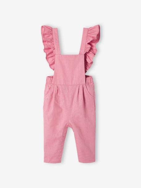 Baby Latzhose mit Volants, Leinen-Mix rosa 2