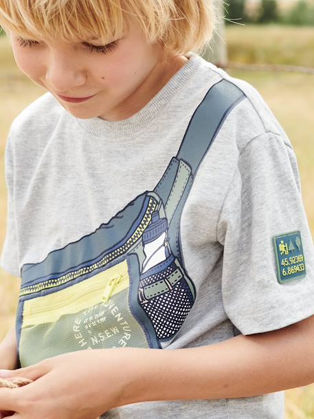 Jungen T-Shirt mit Fake-Bag - grau meliert - 2