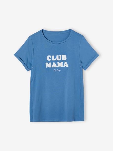 Bio-Kollektion: T-Shirt für Schwangerschaft & Stillzeit CLUB MAMA, personalisierbar - anthrazit+blau - 12