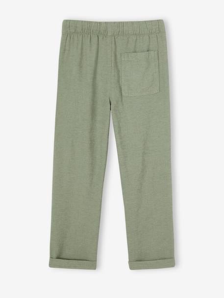 Jungen Hose mit Leinenanteil grün+hellbraun 3