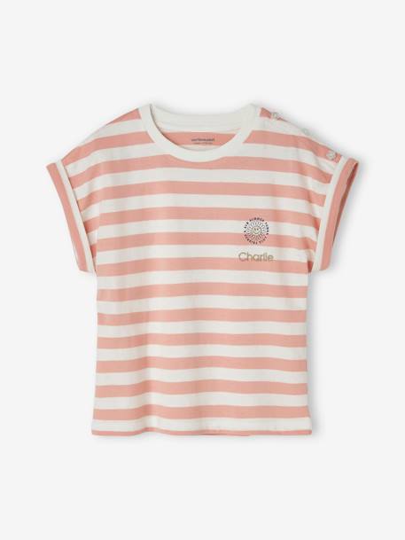 Mädchen T-Shirt, personalisierbar Oeko-Tex - rosa gestreift - 2