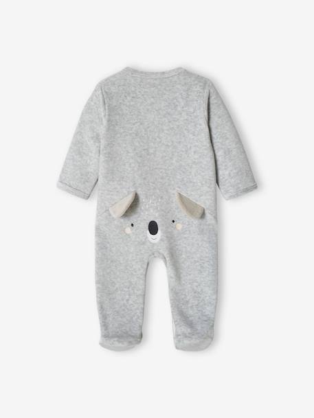 Baby Samt-Strampler, Koala Oeko-Tex beige meliert+grau meliert 13