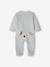 Baby Samt-Strampler mit Tiergesicht Oeko-Tex beige meliert+grau meliert 13