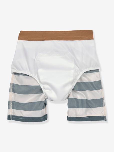 Baby Badeshorts mit Schwimmwindel LÄSSIG - weiß/blaugrau gestreift - 3