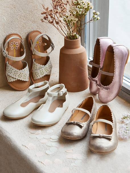 Mädchen Ballerinas - beige metallic+marine+rosa - 2