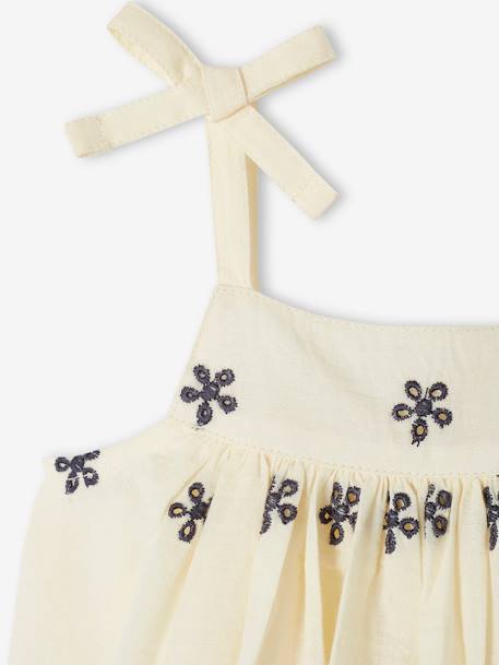 Mädchen Baby-Set: Kleid, Shorts & Haarband - wollweiß/blumen - 8