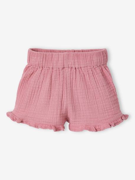 Mädchen Baby-Set: Bluse, Shorts & Haarband - weiß/rosa - 3