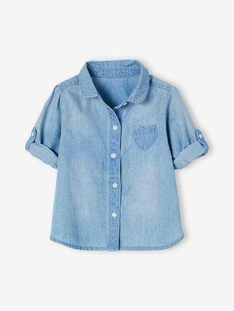 Mädchen Baby Jeansbluse Oeko-Tex, personalisierbar bleached 2