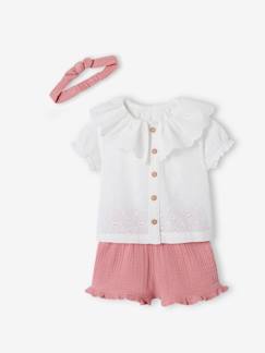 Mädchen Baby-Set: Bluse, Shorts & Haarband  [numero-image]