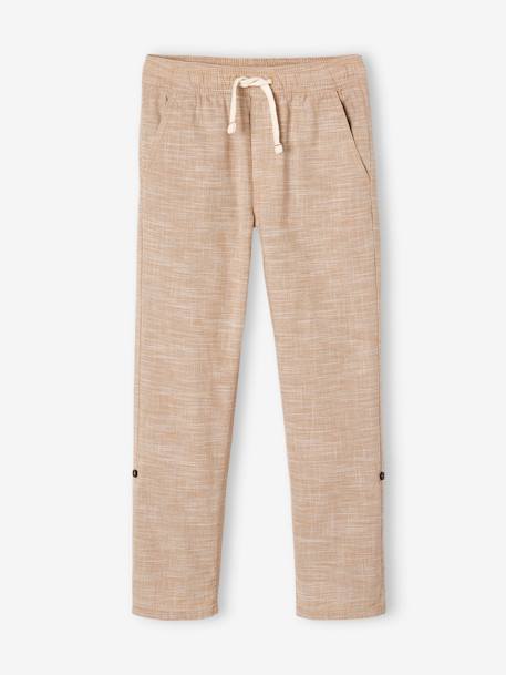 Jungen 3/4-Hose, Beinlänge verstellbar Oeko-Tex - beige meliert+hellblau - 2