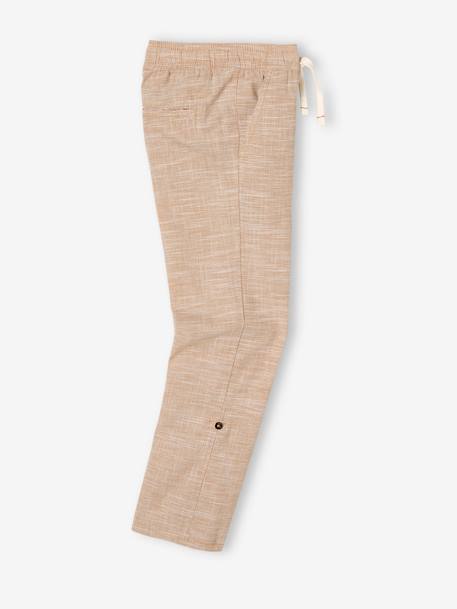 Jungen 3/4-Hose, Beinlänge verstellbar Oeko-Tex - beige meliert+hellblau - 3