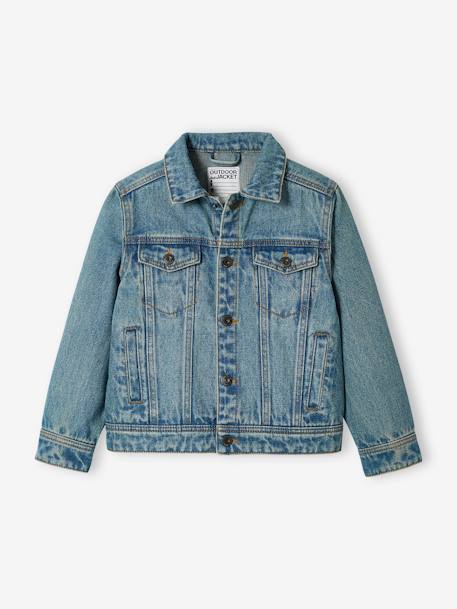 Kinder Oversized-Jeansjacke waterless Oeko-Tex, personalisierbar - blue stone+schwarz - 4