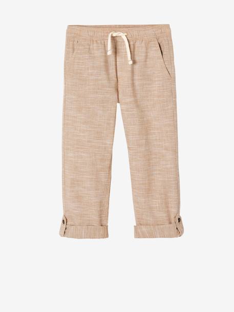 Jungen 3/4-Hose, Beinlänge verstellbar Oeko-Tex - beige meliert+hellblau - 1