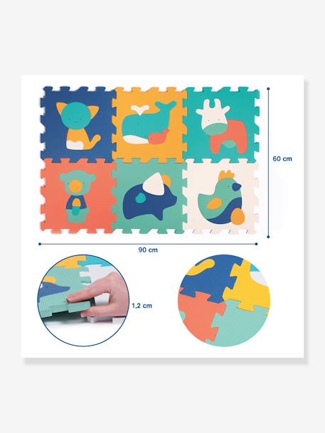 6-teilige Baby Schaumstoff-Puzzlematte mit Tieren LUDI - mehrfarbig - 4