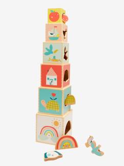 Spielzeug-Baby-Tasten & Greifen-Baby Stapelturm mit Steckspiel aus Holz FSC®