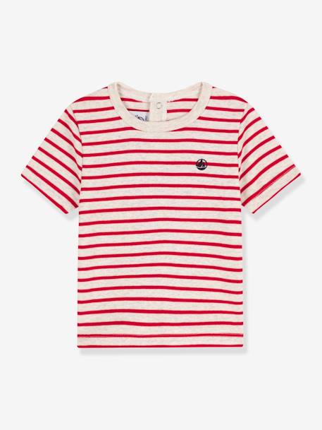 Baby T-Shirt PETIT BATEAU, Bio-Baumwolle Oeko-Tex rot/weiß gestreift 1