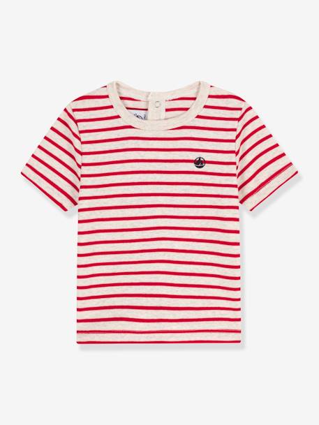 Baby T-Shirt PETIT BATEAU, Bio-Baumwolle - rot/weiß gestreift - 1