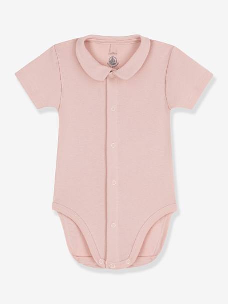 Baby Kurzarmbody mit Kragen PETIT BATEAU, Bio-Baumwolle rosa 1