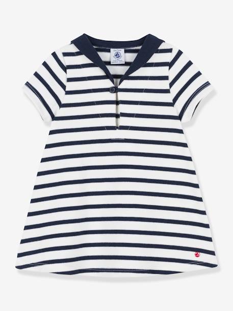 Mädchen Baby Kleid PETIT BATEAU, Bio-Baumwolle weiß 1