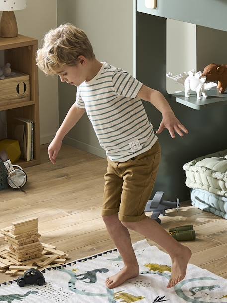 Jungen T-Shirt mit Streifen Oeko-Tex - aqua gestreift+azurblau+dunkelblau gestreift+gelb gestreift+rot gestreift - 5