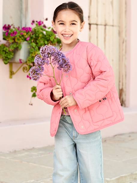 Mädchen Steppjacke mit Recyclingmaterial pfirsich 4