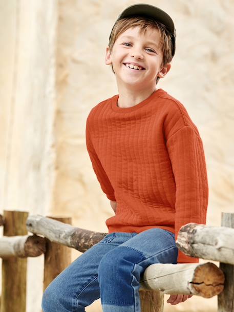 Jungen Sweatshirt, gesteppt - ziegel - 1