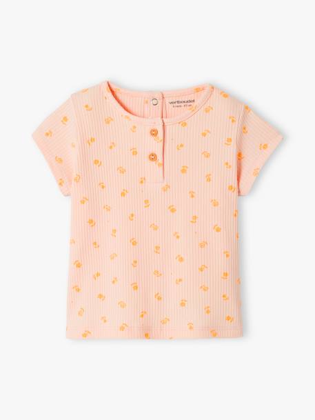 Geripptes Baby T-Shirt - zartrosa - 1