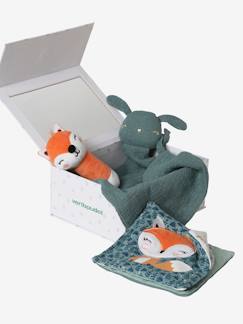 Baby Geschenk-Set: Schmusetuch, Rassel & Stoffbuch, personalisierbar -  - [numero-image]