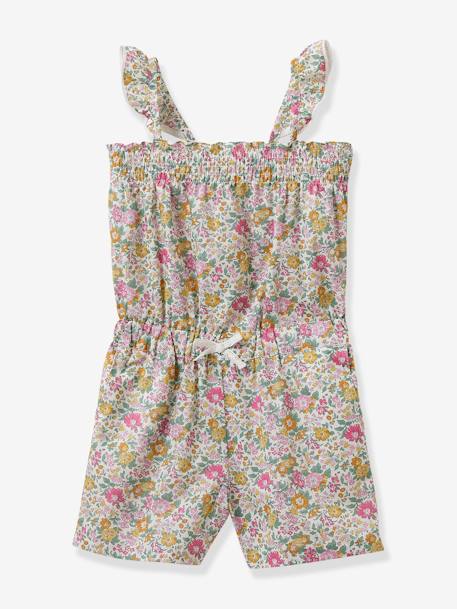 Kurzer Mädchen Jumpsuit aus Liberty-Stoff CLARE RICH CYRILLUS weiß bedruckt 2